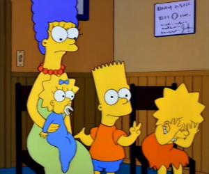 пазл Мардж с детьми Барт, Лиза и Мэгги в кабинете врача